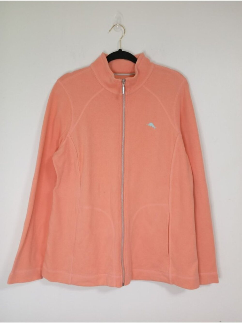 Tommy Bahama Womens Coral Full-Zip Hoodies Jacket XL With Pockets 98% Cotton